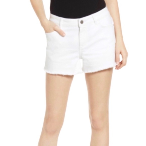 DL1961 White Karlie Boyfriend Cutoff Denim Shorts 34 NWT - Picture 1 of 9